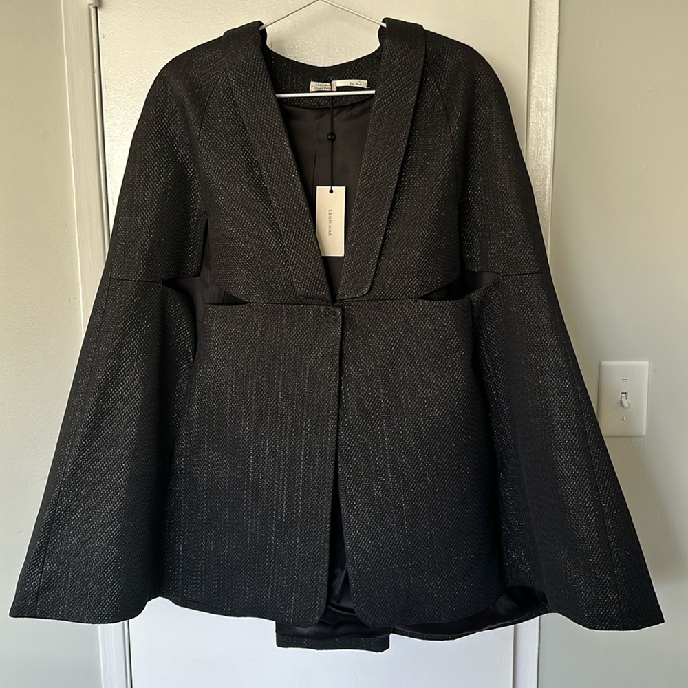 Leon Max Black Formal Evening Cape - XS